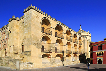 Symmetrical pattern of balconies in the historic Great Mosque Mezquita complex of buildings, Cordoba, Spain