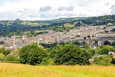 View over Bath city centre from Smallcombe, Widecombe, Bath, Somerset, England, UK