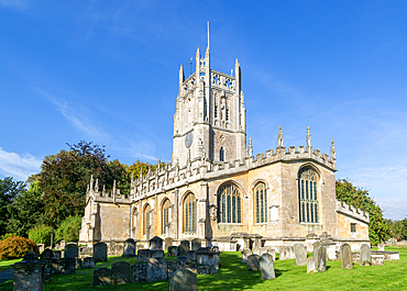 Historic village parish church of Saint Mary, Fairford, Cotswolds Gloucestershire, England, UK