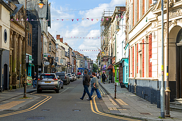 Historic buildings and shops in Wood Street, Old Town, Swindon, Wiltshire, England, UK
