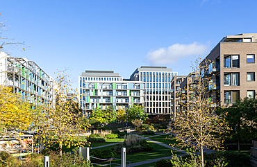 Offices and apartments blocks, CB1 redevelopment project, Warren Close, Cambridge, Cambridgeshire, England, UK