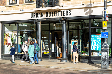 Urban Outfitters clothes shop store in city centre, Cambridge, Cambridgeshire, England, UK