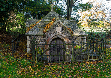 Fitzgerald family crypt in churchyard at Boulge church, Suffolk, England, UK