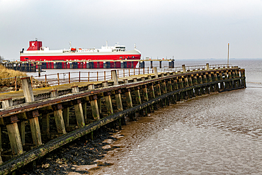 Thames Highway KESS vehicle carrier ship docked, River Humber, Port of Grimsby, river terminal, Lincolnshire, England, UK