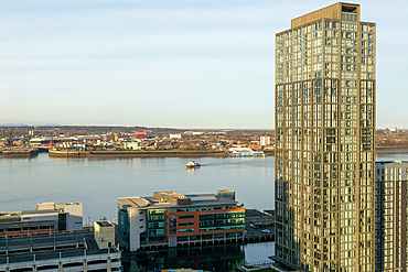 The Lexington building, 35-storey residential development by Moda Group, Princes Dock, Liverpool, England, UK built 2021