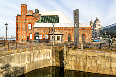 Historic waterfront dock Pump House buildings, Canning Dock, Pier Head, Liverpool, England, UK