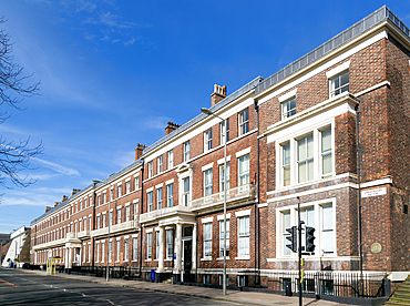 Historic Georgian architecture of Abercromby Square, CentralCampus, University of Liverpool, England, UK