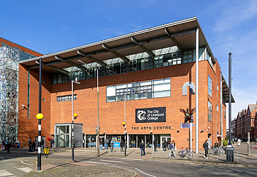 Students outside The Arts Centre, The City of Liverpool College, Myrtle Street, Liverpool, England, UK