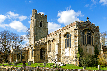 Largely perpendicular architecture of medieval parish church of Saint Gregory, Sudbury, Suffolk, England, UK