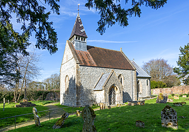Village parish church of Saint Peter, Manningford Bruce, Vale of Pewsey, Wiltshire, England, UK