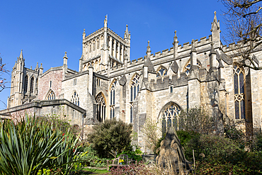 View from garden of Bristol cathedral church, Bristol, England, UK