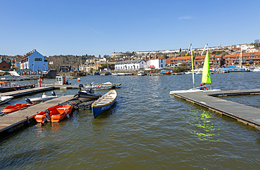 Watersport sailing boat activity at Baltic Wharf, Floating Harbour, Bristol, England, UK