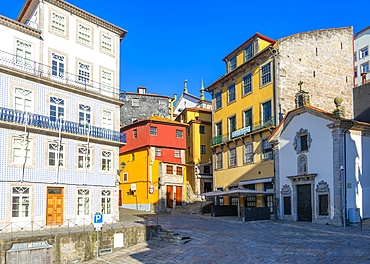 Historic buildings narrow streets alleyways, Ribeira district, city of Porto, Portugal, Europe