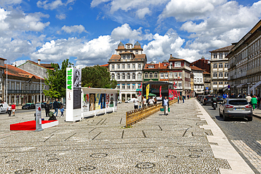 Large main square, Largo do Toural, Toural square, city of Guimaraes, northern Portugal, Europe