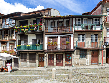 Historic buildings in Praça de São Tiago, city of Guimaraes, northern Portugal, Europe