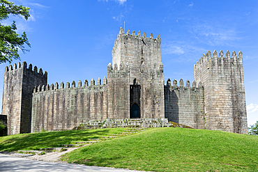 Walls of medieval Castle of Guimaraes, Guimaraes, northern Portugal, Europe