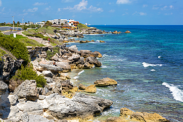 Coastal landscape looking north, Isla Mujeres, Caribbean Coast, Cancun, Quintana Roo, Mexico, North America