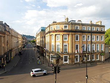 Historic Royal Hotel building, Manvers Steert, city of Bath, north east Somerset, England, UK
