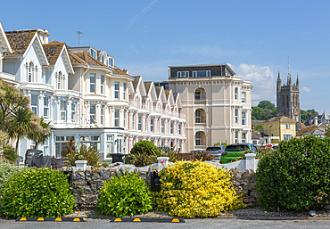 Historic buildings seafront terrace of Courtenay Place, Teignmouth, south Devon, England, UK