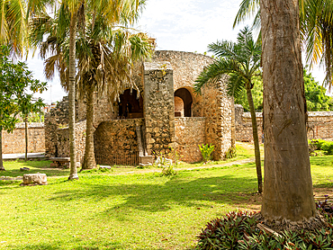 Covered cenote well at convent of San Bernardino of Sienna, Valladolid, Yucatan, Mexico, North America