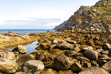 Rodas Fault geological feature, Cies Islands, Atlantic Islands Galicia Maritime Terrestrial National Park, Galicia, Spain, Europe