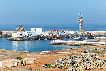 Fishing boats in harbour at port of Sidi Ifni, Morocco, North Africa, Africa