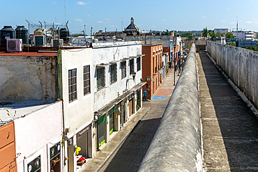 Fortifications Spanish military architecture of city walls, Campeche city, Campeche State, Mexico, North America