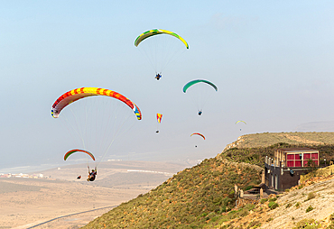 Paragliding, Tamellalt, southern Morocco, North Africa, Africa