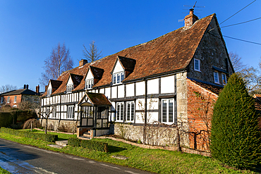 Timber framed historic listed building, The Old House, dating from late 16th to late 17th century, West Lavington, Wiltshire, England, United Kingdom, Europe