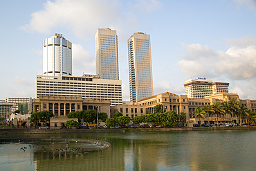 Twin towers of World Trade Centre and modern hotels, central business district, Colombo, Sri Lanka, Asia