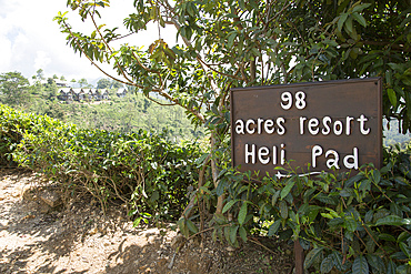 Sign for 98 Acres Resort Heli Pad, Ella, Badulla District, Uva Province, Sri Lanka, Asia