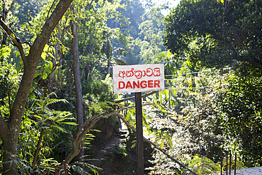 Danger sign, Ella, Badulla District, Uva Province, Sri Lanka, Asia