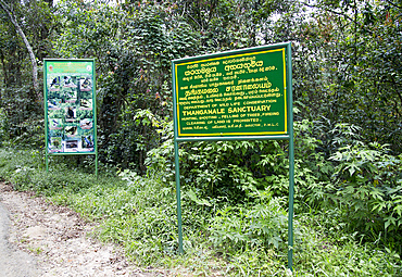 Thangamale wildlife sanctuary sign, Haputale, Badulla District, Uva Province, Sri Lanka, Asia