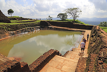 Bathing pool in rock palace fortress on rock summit, Sigiriya, UNESCO World Heritage Site, Central Province, Sri Lanka, Asia