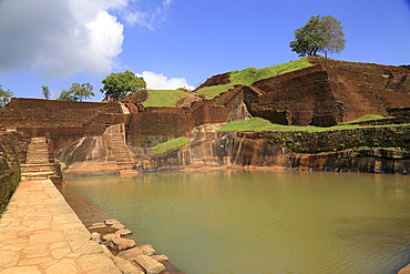 Bathing pool in rock palace fortress on rock summit, Sigiriya, UNESCO World Heritage Site, Central Province, Sri Lanka, Asia