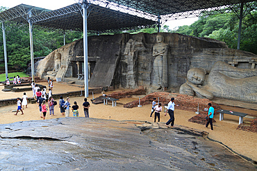 Giant Buddha stone statues, Gal Viharaya, ancient city of Polonnaruwa, UNESCO World Heritage Site, Sri Lanka, Asia