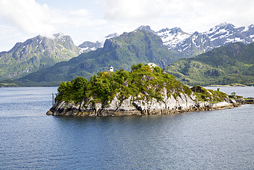 Small island, a roche moutonnee glacial landform, southern coast of Hinnoya Island, Nordland, northern Norway, Scandinavia, Europe