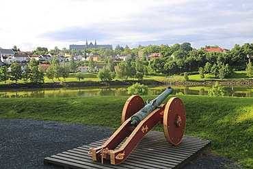 View over River Nidelva towards Norwegian University of Science and Technology, Trondheim, Norway, Scandinavia, Europe