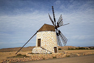 Traditional windmill at Tefia, Fuerteventura, Canary Islands, Spain, Atlantic, Europe