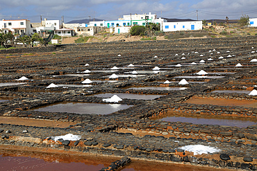 Evaporation of sea water in salt pans, Museo de la Sal (Salt Museum), Las Salinas del Carmen, Fuerteventura, Canary Islands, Spain, Atlantic, Europe