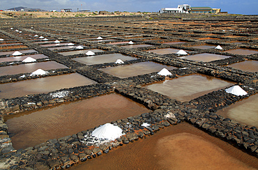 Evaporation of sea water in salt pans, Museo de la Sal (Salt Museum), Las Salinas del Carmen, Fuerteventura, Canary Islands, Spain, Atlantic, Europe