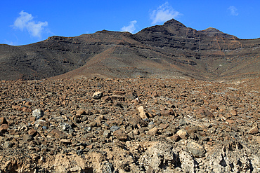 Volcanic peaks against deep blue sky, Jandia peninsula, Fuerteventura, Canary Islands, Spain, Atlantic, Europe