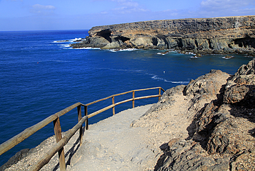 Cliff top footpath at Ajuy, Fuerteventura, Canary Islands, Spain, Atlantic, Europe