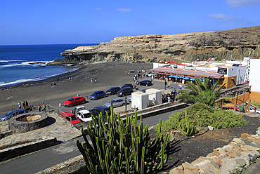 Black sand beach at the coastal village of Ajuy, Fuerteventura, Canary Islands, Spain, Atlantic, Europe