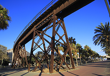 El Cable Ingles raised railway line, built between 1902 and 1904 for iron ore export, Almeria city, Andalusia, Spain, Europe