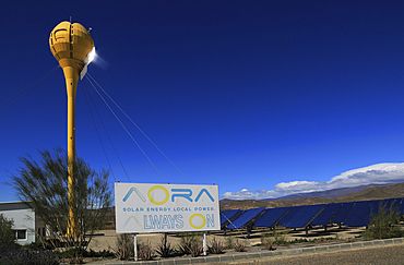 Heliostats reflect sunrays to receiver tower, solar energy scientific research centre, AORA Tulip System, Tabernas, Almeria, Andalusia, Spain, Europe