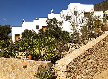 Modern architecture tourist accommodation, Los Presillas Bajas, Cabo de Gata natural park, Almeria, Andalusia, Spain, Europe