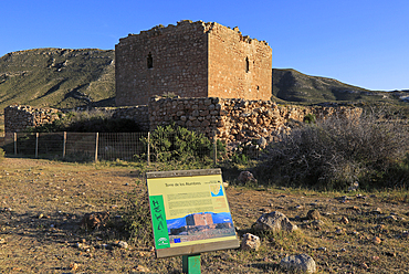 Torre de los Alumbres, Rodalquilar, Cabo de Gata national park, Almeria, Andalusia, Spain, Europe