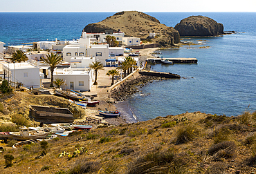 Small fishing village of Isleta del Moro, Cabo de Gata natural park, Almeria, Andalusia, Spain, Europe