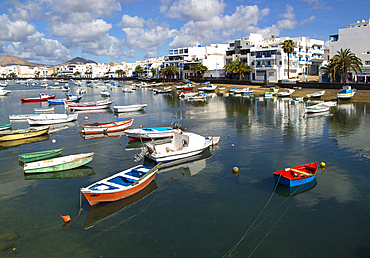 Boats in the harbour Charco de San Gines, Arrecife, Lanzarote, Canary Islands, Spain, Atlantic, Europe